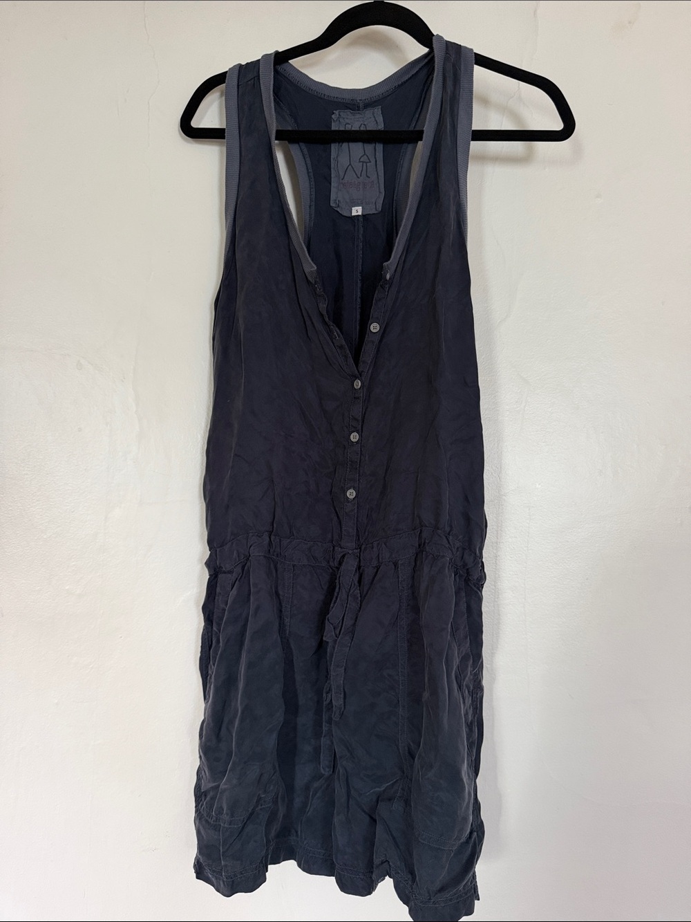 Pete & Greta Johnny Was Sleeveless Button-Front Navy Tank Dress